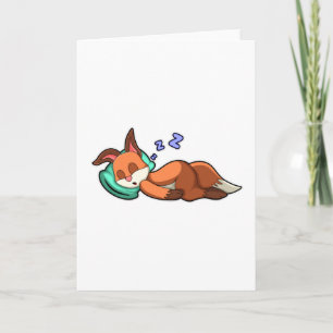 Tarjeta Fox en el sueño con la almohada
