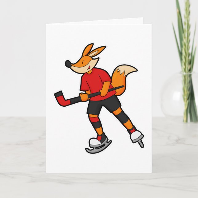 Tarjeta Fox en hockey sobre hielo con bastón de hockey sob (Anverso)
