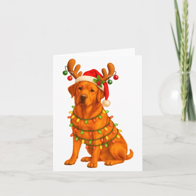 Tarjeta Fox Red Lab Christmas Tree Light Pajama Labrador D (Anverso)