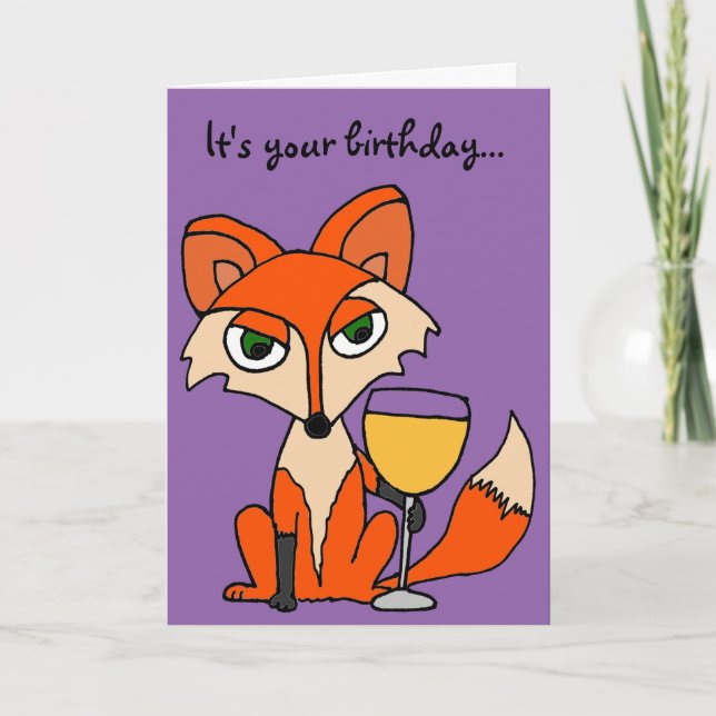 Tarjeta Fox roja con vidrio de vino blanco (Anverso)