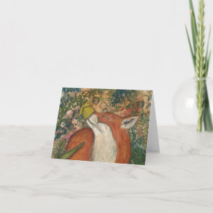 Tarjeta Fox rojo y narciso Ceville del arte de las