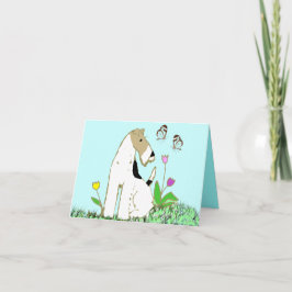 Tarjeta Fox terrier y mariposas del alambre