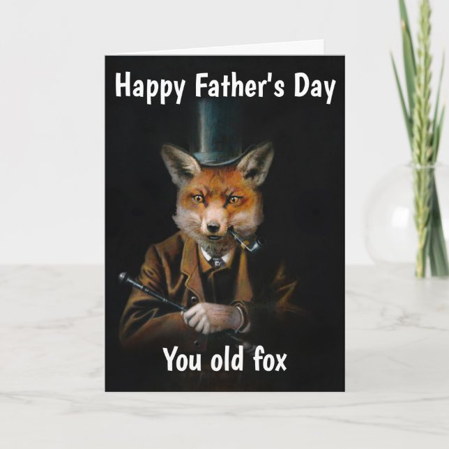Tarjeta Fox Victoriana feliz Día del Padre (Anverso)