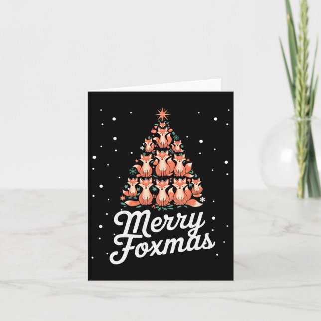 Tarjeta Fox Xmas Tree Fox Christmas Tree Merry Foxmas (Anverso)