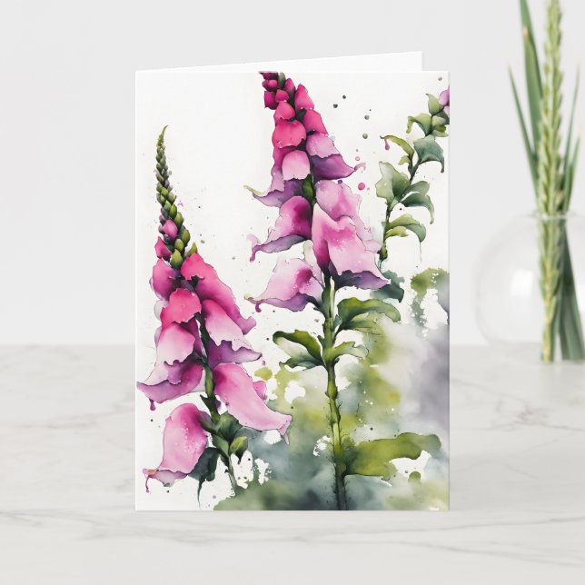 Tarjeta Foxglove - Watercolor flowers (Anverso)