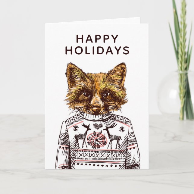 Tarjeta Foxy Dressed Fox | Agrega tu texto (Anverso)