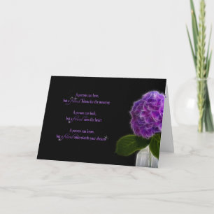 Tarjeta fractal morada hidrangea para amistad