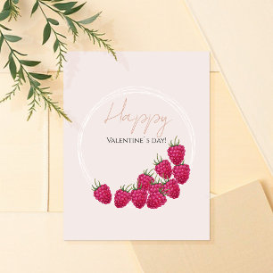 Tarjeta Frambuesas rosadas acuarela feliz día de San Valen