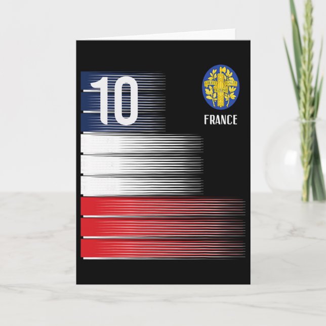 Tarjeta France Flag Number 10 French Soccer Men Women Boys (Anverso)