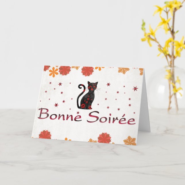 Tarjeta Francés: Bonne Soiree (flor amarilla)