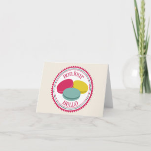 Tarjeta Francés Macarons Notecard - Bonjour hola