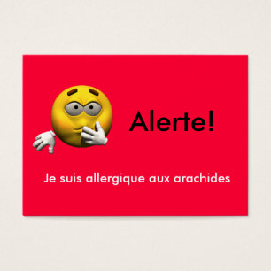 Tarjeta francesa de la alergia Info - cacahuete