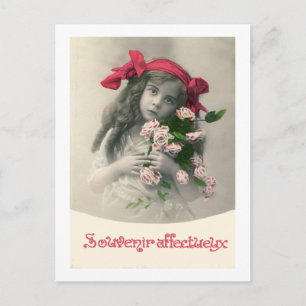 Tarjeta francesa de recuerdo Affectueux Vintage