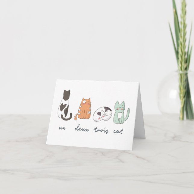 Tarjeta francesa linda divertida del gato (Anverso)