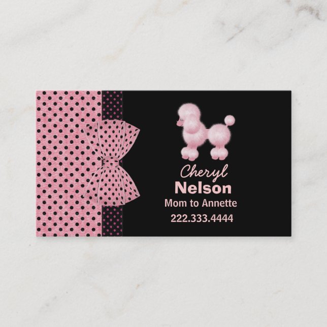 Tarjeta francesa rosada elegante de la mamá del (Anverso)