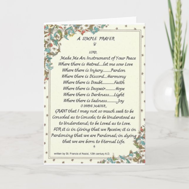 Tarjeta francis=florentine simple del =pope de St Francis (Anverso)