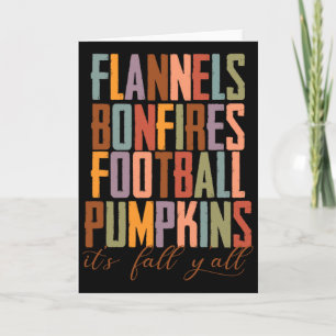 Tarjeta Franelas Fogatas Fútbol Calabazas Es Otoño Y'al