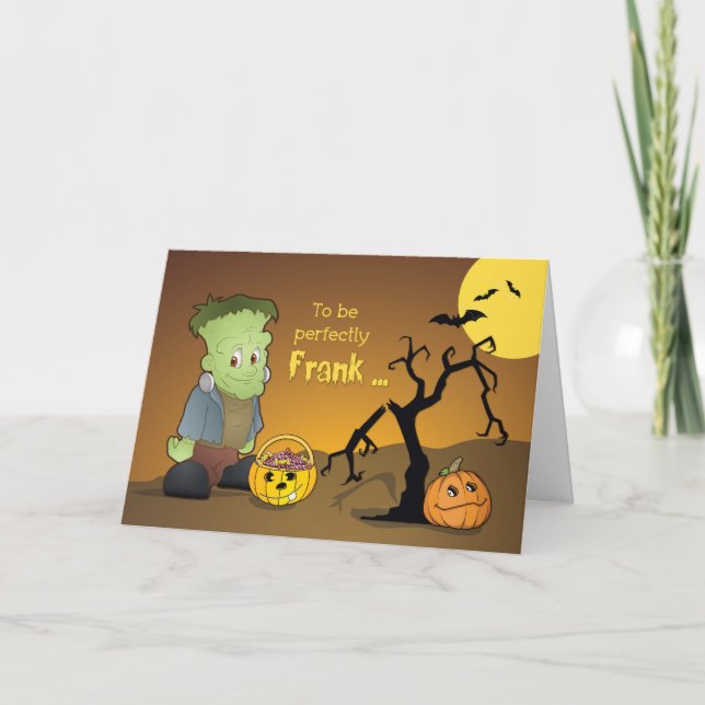 Tarjeta Franenstein Funny Halloween Saludo (Anverso)