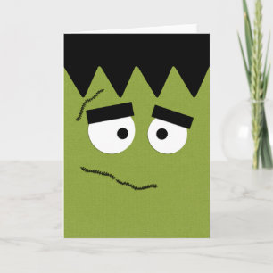 Tarjeta Frankenstein divertido hace frente para Halloween