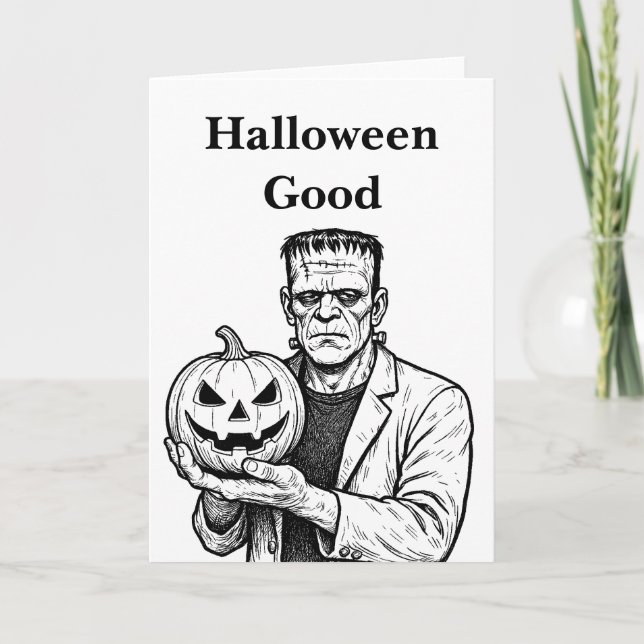 Tarjeta Frankenstein Halloween Bueno (Anverso)