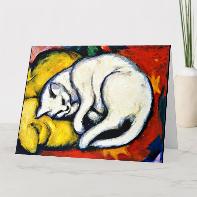 Tarjeta Franz Marc - pintura famosa de Gato Blanco, (Anverso)