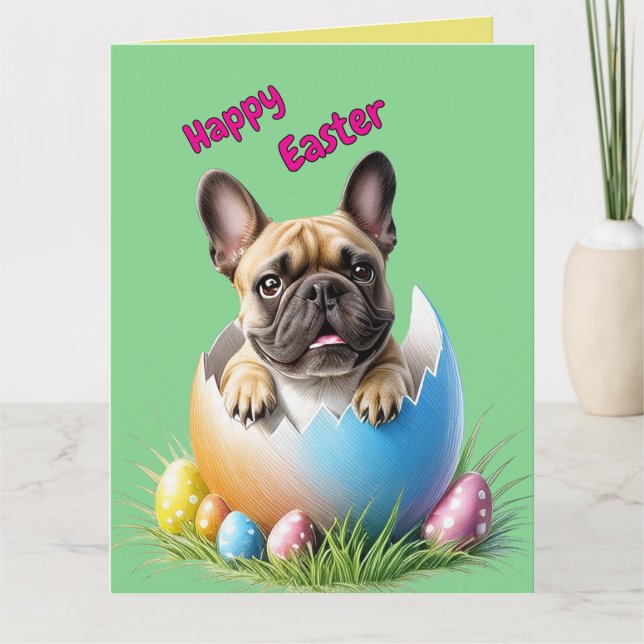 Tarjeta Französische Bulldogge Ei Ostern French Bulldog (Anverso)