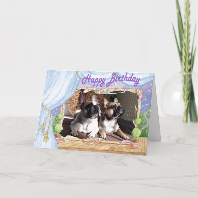 Tarjeta Französische Bulldogge Grußkarte Happy Birthday (Anverso)