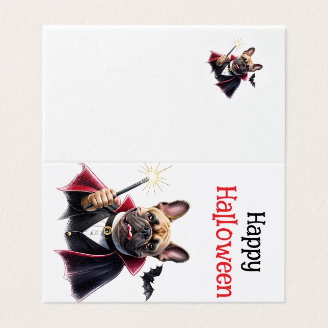 Tarjeta  französische Bulldogge Halloween French Bulldog (Exterior desplegado)