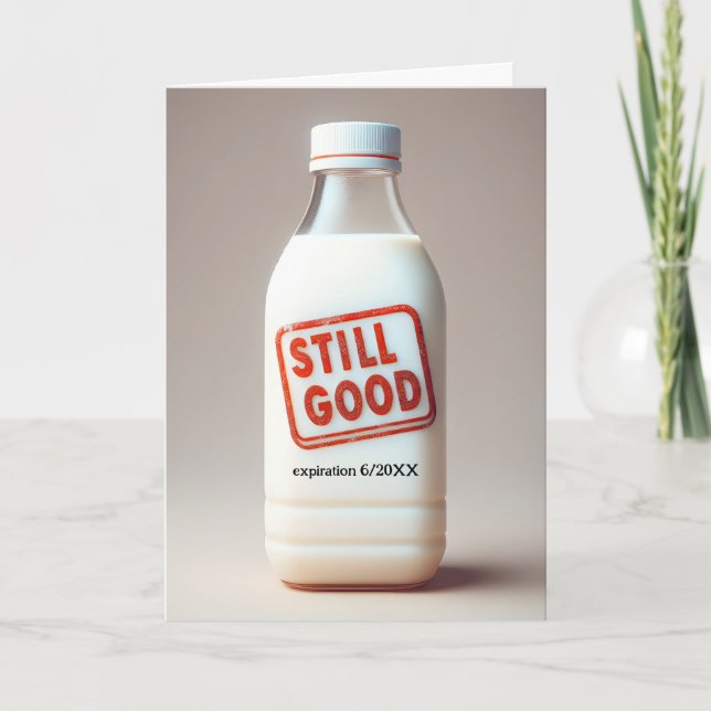 Tarjeta Frasco De Leche De Cumpleaños Con Fecha De Caducid (Anverso)