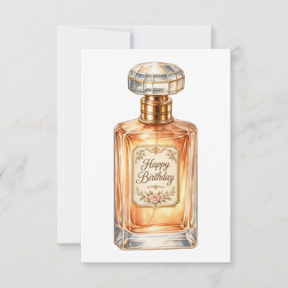 Tarjeta Frasco de perfume de cumpleaños feliz dorado vinta