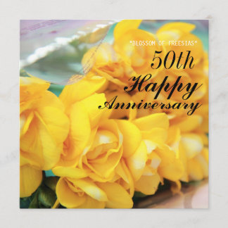 Tarjeta Freesias amarillas 50 años de Boda