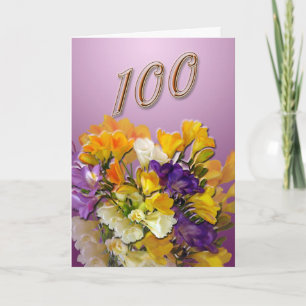 Tarjeta Freesias Happy 100th Birthday Greeting Card