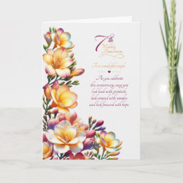 Tarjeta Freesias sentimentales para aniversario de bodas n