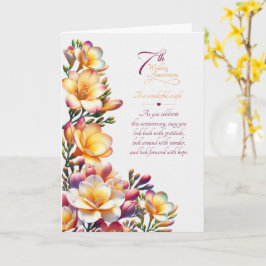 Tarjeta Freesias sentimentales para aniversario de bodas n