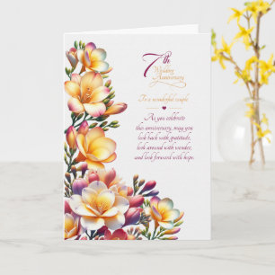 Tarjeta Freesias sentimentales para aniversario de bodas n