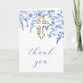 Tarjeta French Blue Wildflowers Religious Thank You