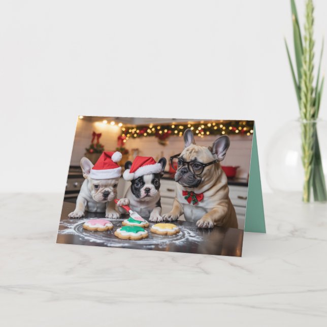 Tarjeta French Bulldog Christmas Cookie Card (Anverso)