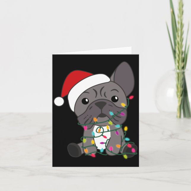 Tarjeta French Bulldog Christmas Snow Winter Animals  (Anverso)