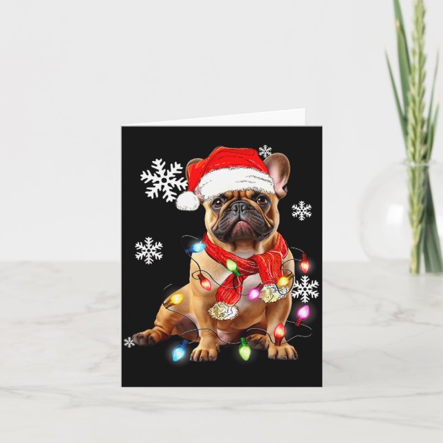 Tarjeta French Bulldog Dog Christmas Light Pajama Pet Xmas (Anverso)
