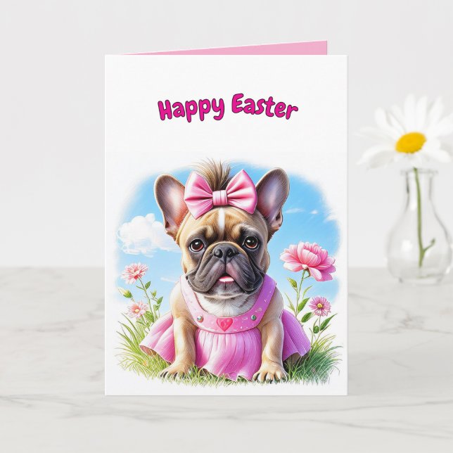 Tarjeta French Bulldog Flowers Easter French Bulldog (Planta pequeña)