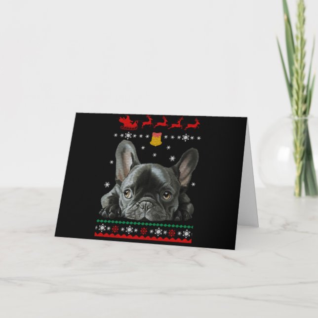 Tarjeta French Bulldog | Merry Christmas With Frenchie (Anverso)