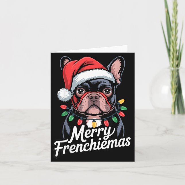 Tarjeta French Bulldog Merry Frenchiemas Santa Hat Christm (Anverso)