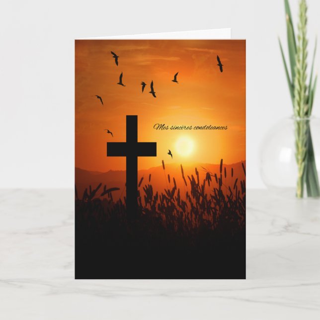 Tarjeta French Language Sympathy Condoleances Sunset Cross (Anverso)