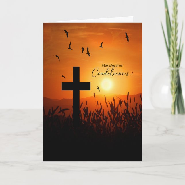 Tarjeta French Language Sympathy Condoleances Sunset Cross (Anverso)