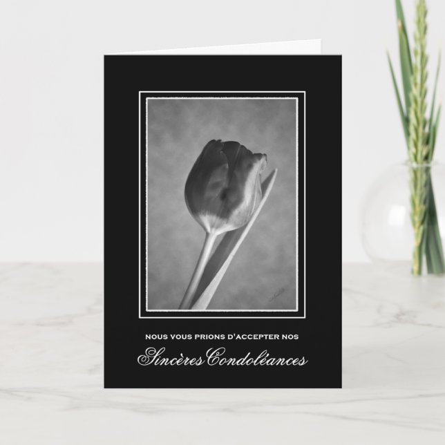 Tarjeta French Sympathy Classic Black and White Tulip (Anverso)