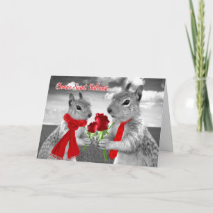 Tarjeta French Valentine's Day Romantic Squirrels Blank