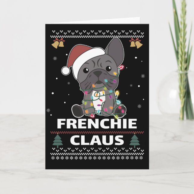 Tarjeta FRENCHIE CLAUS para Navidades de Bulldog d (Anverso)