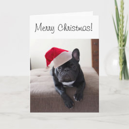 Tarjeta Frenchie de Feliz Navidad