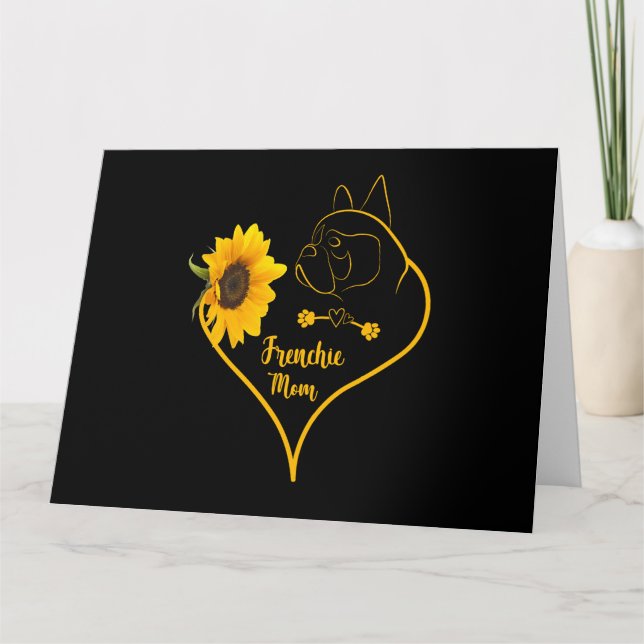 Tarjeta Frenchie Mamá Con Girasol Adorable Amantes De Fren (Anverso)