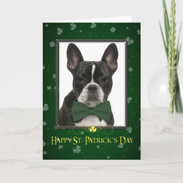 Tarjeta Frenchie St. Patrick's Day Card (Anverso)